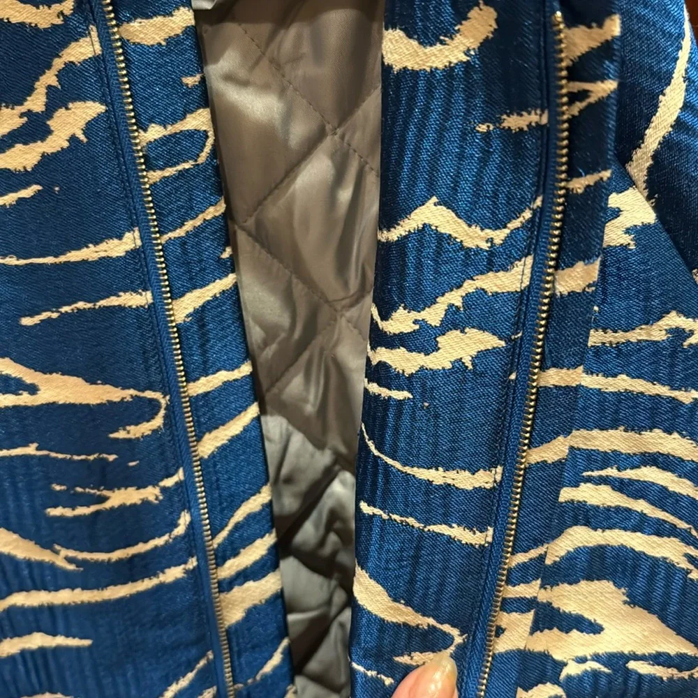 Milk & Biscuits Jacket Kids L 7 8 Blue White Zebra Print Quilted Lining Fashion